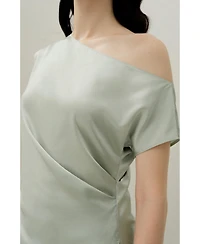 Lilysilk Women's Stretch Charmeuse Asymmetric Top