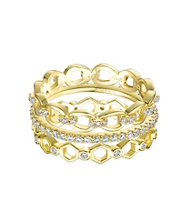 Ra 14K Gold Plated Clear Cubic Zirconia Wide Band Ring