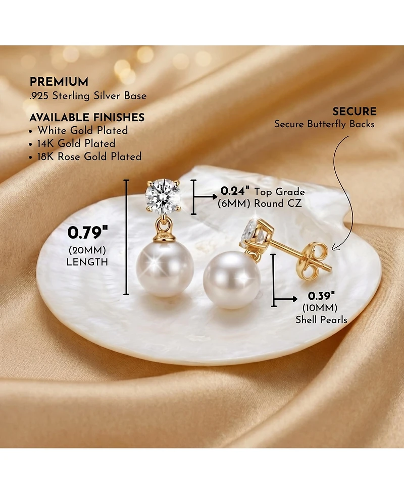 Sterling Silver Cubic Zirconia Pearl Drop Earrings