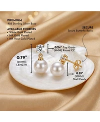 Sterling Silver Cubic Zirconia Pearl Drop Earrings