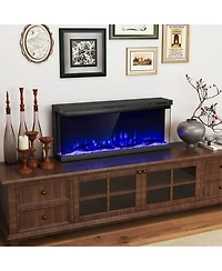 Costway 40" Wide 3-Sided Electric Fireplace Insert with Remote Control 12 Flame Colors