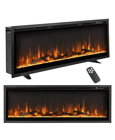 Sugift 50 Inches Electric Fireplace in-Wall Recessed with Remote Control and Adjustable Color and Brightness-50 inches
