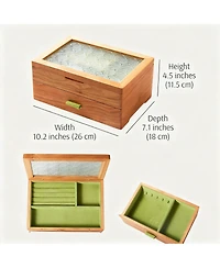 Yigii Solid Cherry Wood 2-Layer Jewelry Organizer with Glass Lid