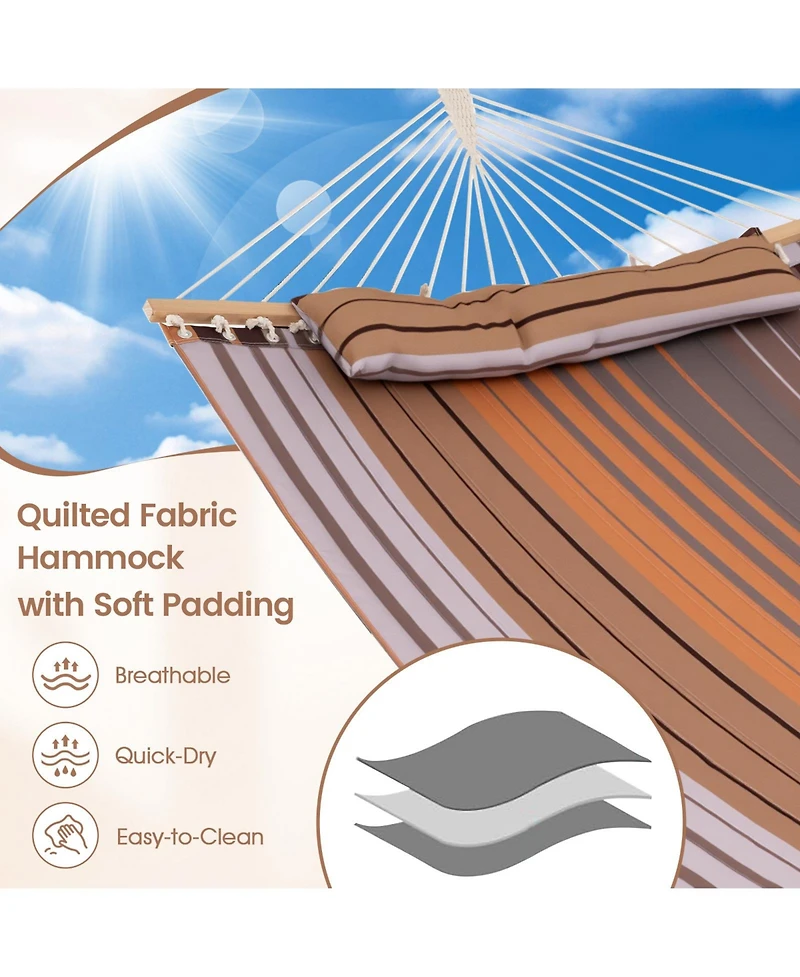 Sugift Foldable Patio Hammock Swing Chair Bed with Detachable Pillow
