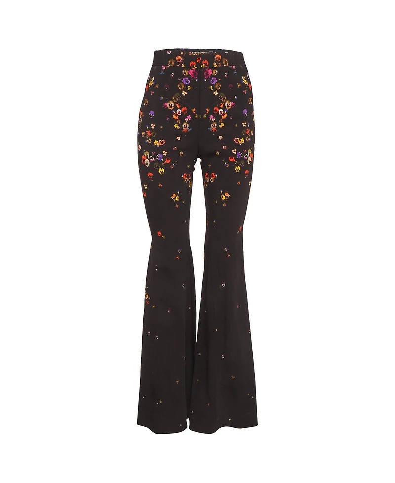 Pre-Owned Givenchy Women's Floral Print Stretch Crepe Wide Leg Trousers
