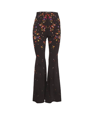 Pre-Owned Givenchy Women's Floral Print Stretch Crepe Wide Leg Trousers