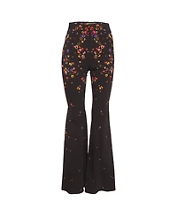 Pre-Owned Givenchy Women's Floral Print Stretch Crepe Wide Leg Trousers