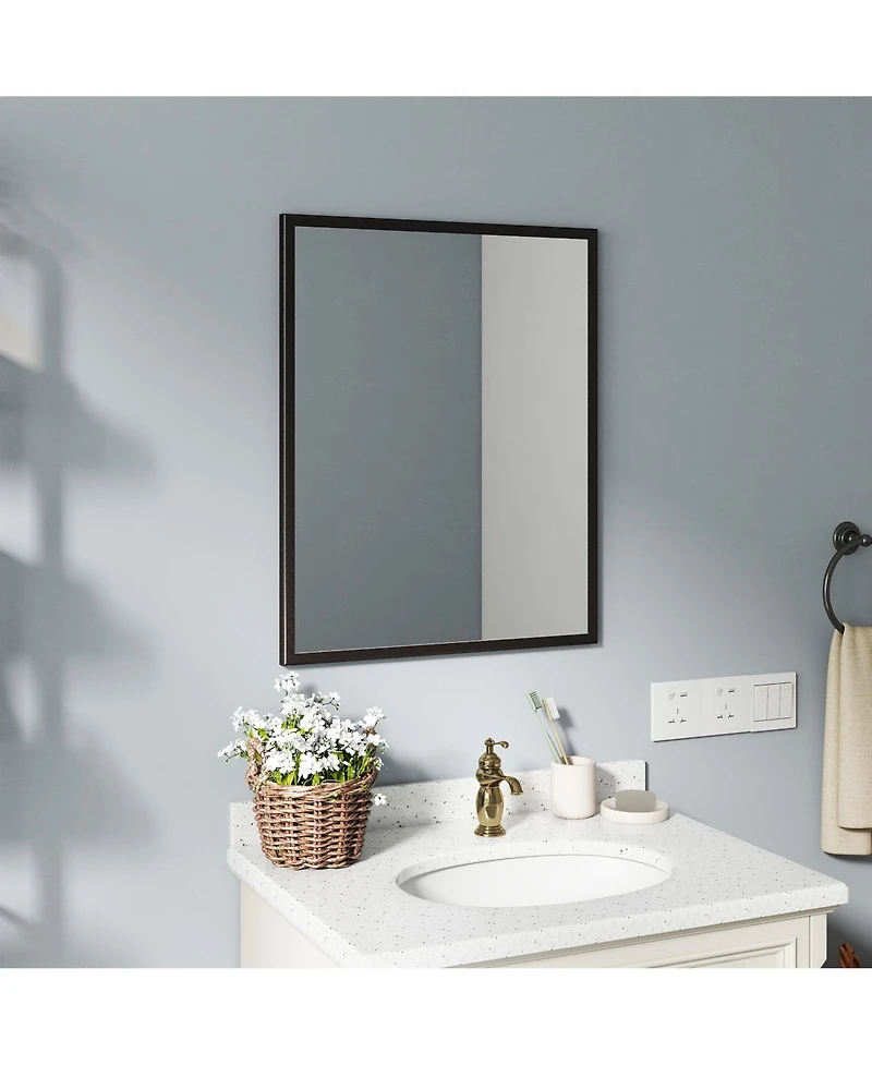 Rainsken -Inch Bathroom Mirror, Square Aluminum Mirror Frame Vanity Mirror for Bedroom
