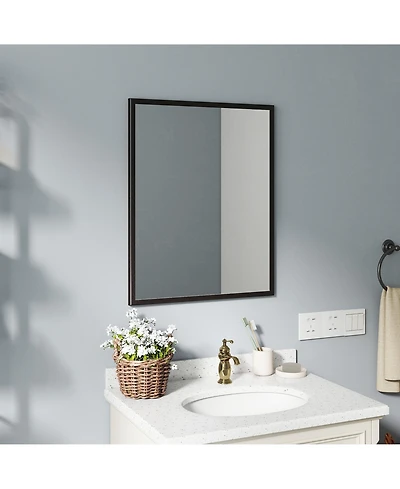 Rainsken -Inch Bathroom Mirror, Square Aluminum Mirror Frame Vanity Mirror for Bedroom