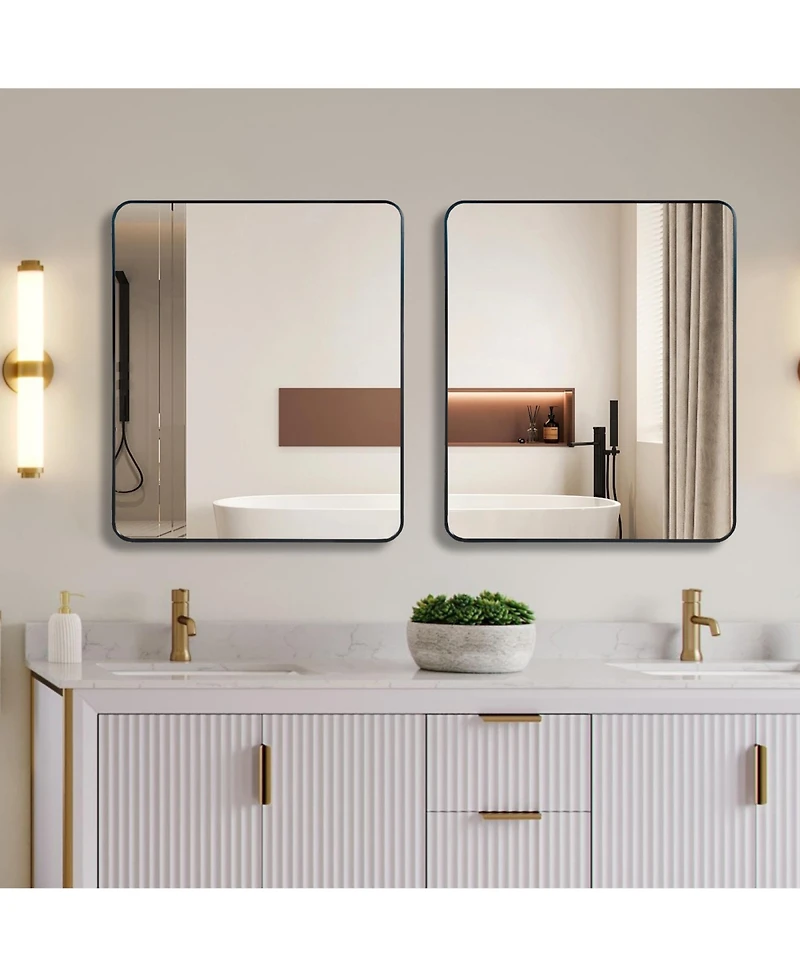 Rainsken 30 "x36" Rectangular Bathroom Mirror, Modern Wall Mounted Vanity Mirror with Shatterproof Film