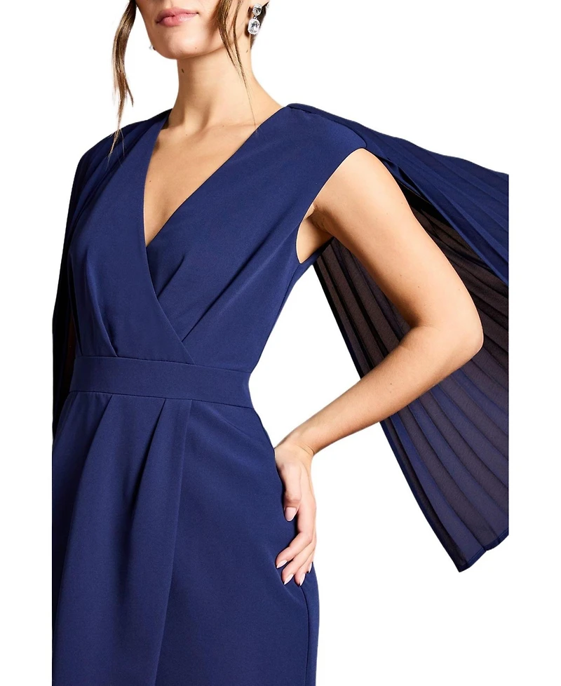 Coast Women's Pleated Cape Detail Crepe Pencil Dress