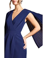 Coast Women's Pleated Cape Detail Crepe Pencil Dress