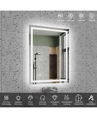 Rainsken 28"36" Led Bathroom Mirror, Anti-fog Vanity Mirror with Front-Lit and Back-Lit, Stepless Dimmable, Shatter-Proof Make Up Mirror