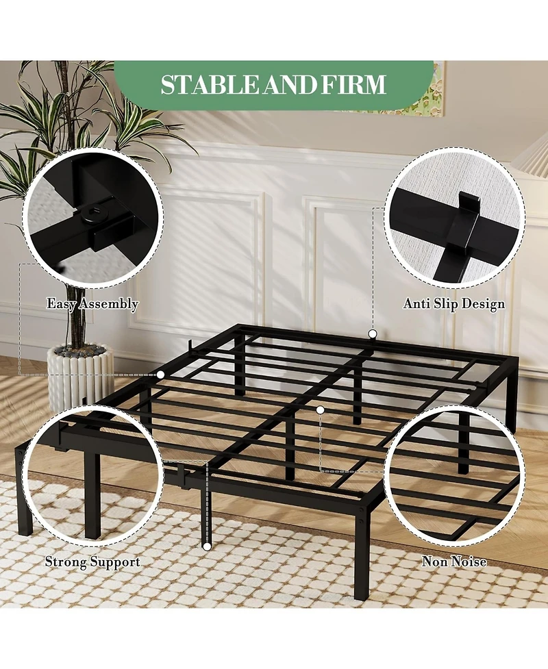 gaomon 10 Inch Bed Frames Heavy Duty Metal Platform Bed with Under Bed Storage, Sturdy Steel Slat Support, No Box Spring Needed