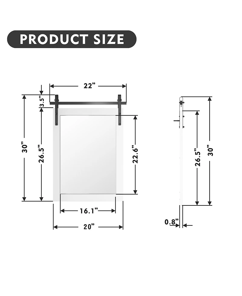 Lovmor Farmhouse 22 Inches W x 30 Inches H Rectangle Framed Wall Bathroom Vanity Mirror Accent Mirror