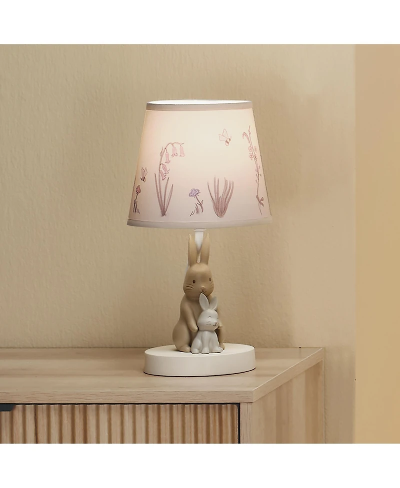 Lambs & Ivy Signature Bunny Hop Hand-Painted Resin Rabbits Lamp with Shade