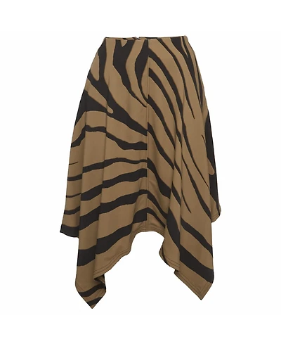 Pre-Owned Roberto Cavalli Women's Zebra Print Crepe Asymmetric Skirt
