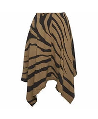 Pre-Owned Roberto Cavalli Women's Zebra Print Crepe Asymmetric Skirt