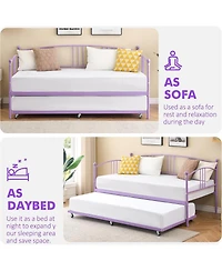 gaomon Twin Metal Daybed with Trundle, 6 Casters