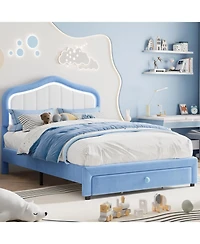 gaomon Full Upholstered Bed with Led And Storage Drawer