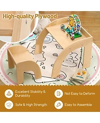 Slickblue Children Desk Chair Set with Drawer and Storage Hutch