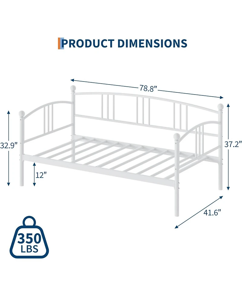 gaomon Metal Daybed with Trundle, Arched Headboard