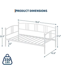 gaomon Metal Daybed with Trundle, Arched Headboard