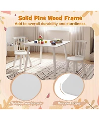 Slickblue 3 Piece Kids Table and Chair Set Solid Pine Wood Furniture