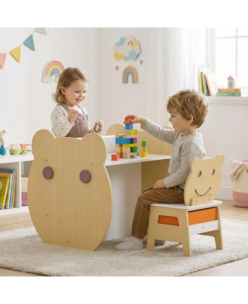 Slickblue 3 in 1 Kids Art Table and Chair Set with Storage and Board