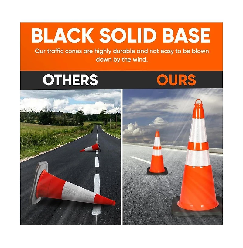 Pyle 28" Fluorescent Pvc Traffic Safety Cone -(PTCN28X4) - Pack of 4