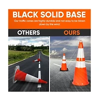 Pyle 28" Fluorescent Pvc Traffic Safety Cone -(PTCN28X4) - Pack of 4