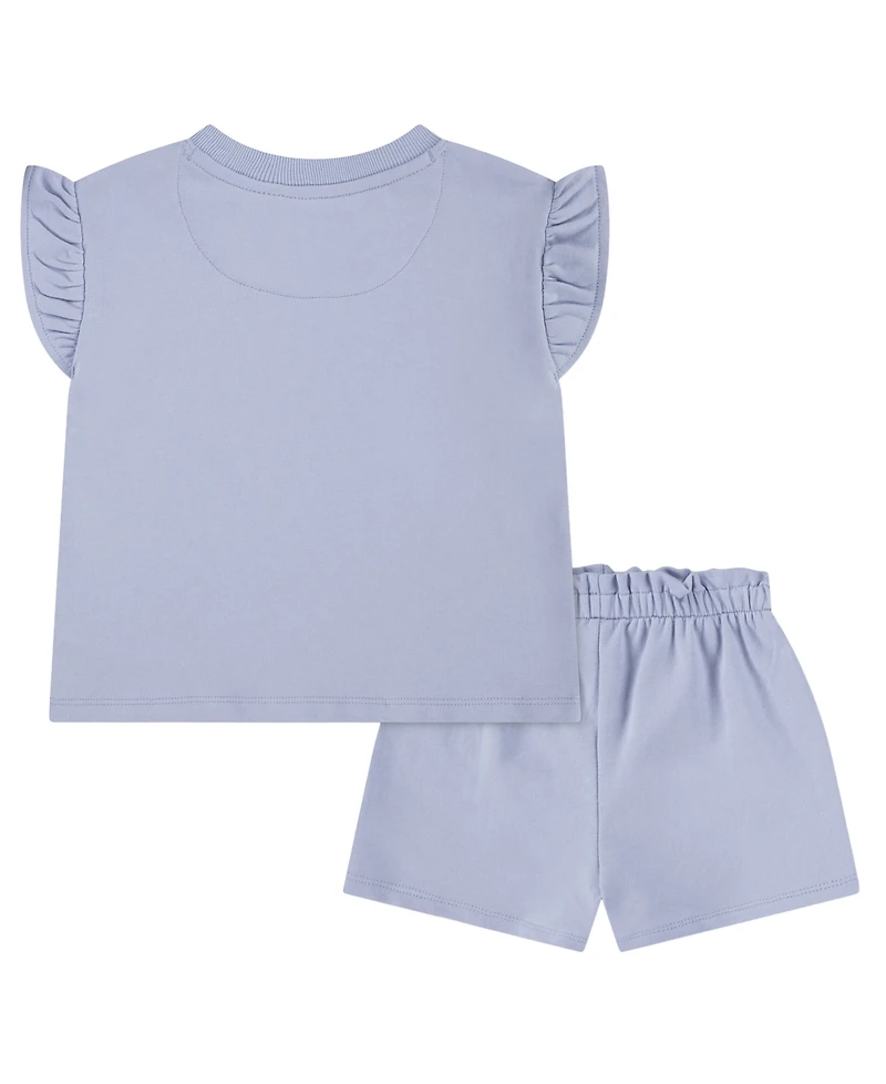 Nike Girls' 4-6X Crewneck French Terry T-Shirt and Shorts, 2-Piece Set