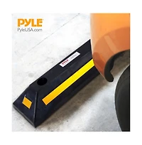 Pyle Pair of Heavy-Duty Parking Curb Tire Stops for Cars & Trucks