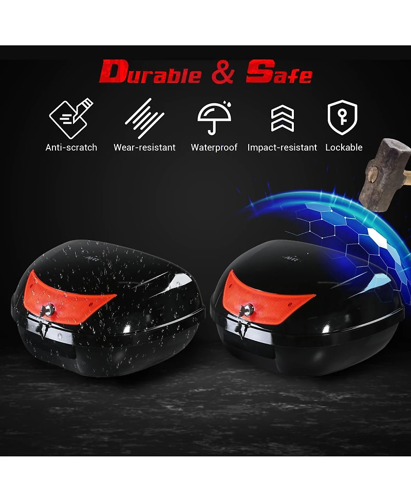 Yescom 50L Universal Motorcycle Tour Tail Box Scooter Trunk Storage with Lock Case