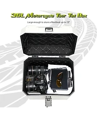 Yescom Ahr 36L Motorcycle Top Case Tour Tail Box Scooter Trunk Storage Backrest