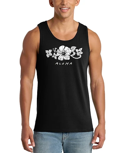 La Pop Art Men's Aloha Word Graphic Tank Top