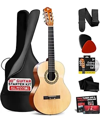 Pyle 1/4 Size Beginner Acoustic Guitar Kit – 30" All-Wood Junior Acoustic Guitar for Kids & Adults, Lightweight Student Instrument