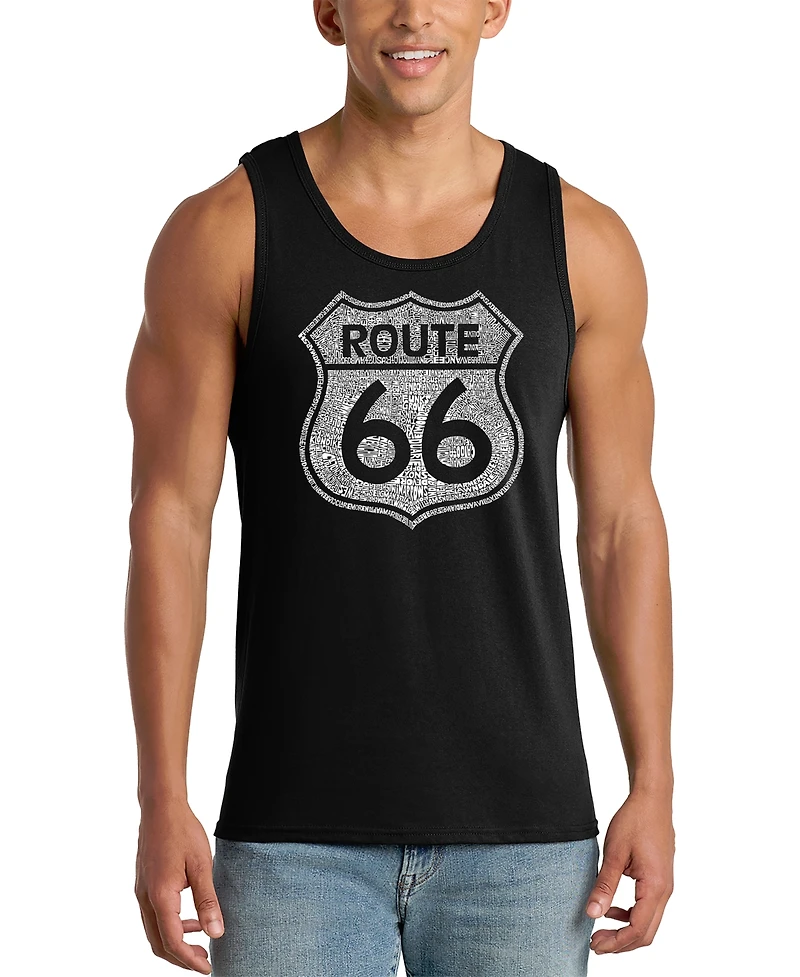 La Pop Art Men's Route 66 Vintage Highway Shield Graphic Tank Top