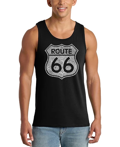 La Pop Art Men's Route 66 Vintage Highway Shield Graphic Tank Top