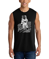 La Pop Art Men's Astronaut Typography Graphic Tank Top