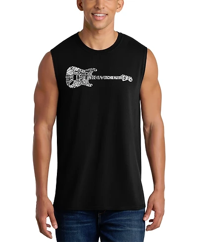 La Pop Art Men's Guitar Horizontal Word Graphic Tank Top