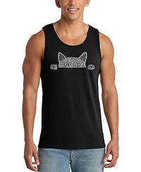La Pop Art Men's Peeking Cat Graphic Tank Top