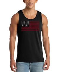 La Pop Art Men's American Flag Word Graphic Tank Top