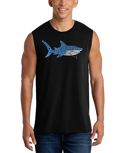 La Pop Art Men's Shark Typography Graphic Tank Top