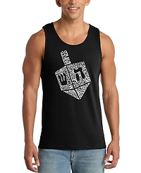 La Pop Art Men's Dreidel Hanukkah Word Graphic Tank Top