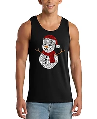 La Pop Art Men's Snowman Christmas Word Tank Top