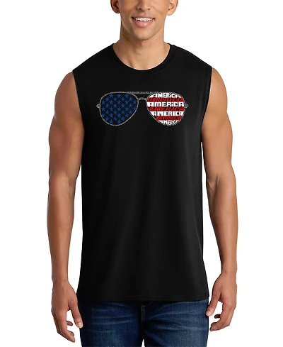 La Pop Art Men's Patriotic Sunglasses American Flag Graphic Tank Top