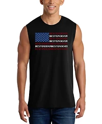 La Pop Art Men's Best Dad Ever American Flag Typography Graphic Tank Top