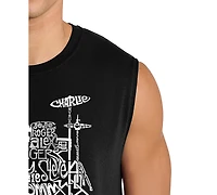La Pop Art Men's Drum Set Typography Word Graphic Tank Top