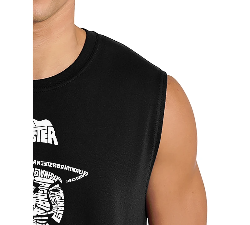 La Pop Art Men's Original Gangster Portrait Word Tank Top